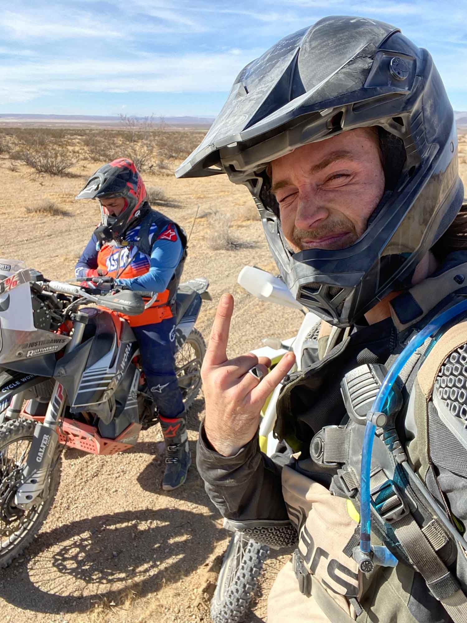 Justin Dawes and I checking our roll charts and resetting our odometers on day one of the LAB2V ride.