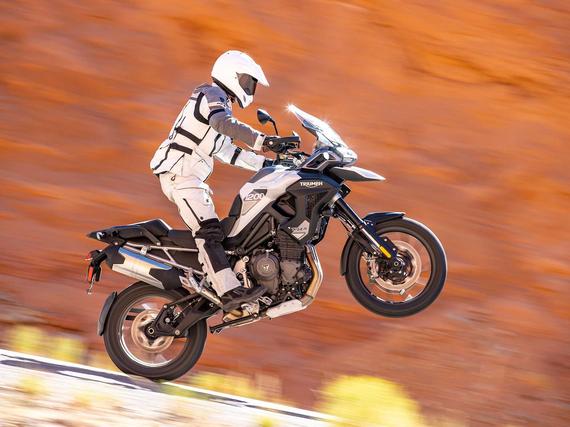 Like the competition, the new Tiger 1200 GT Pro is essentially a long-legged, off-road-capable sport-touring bike.