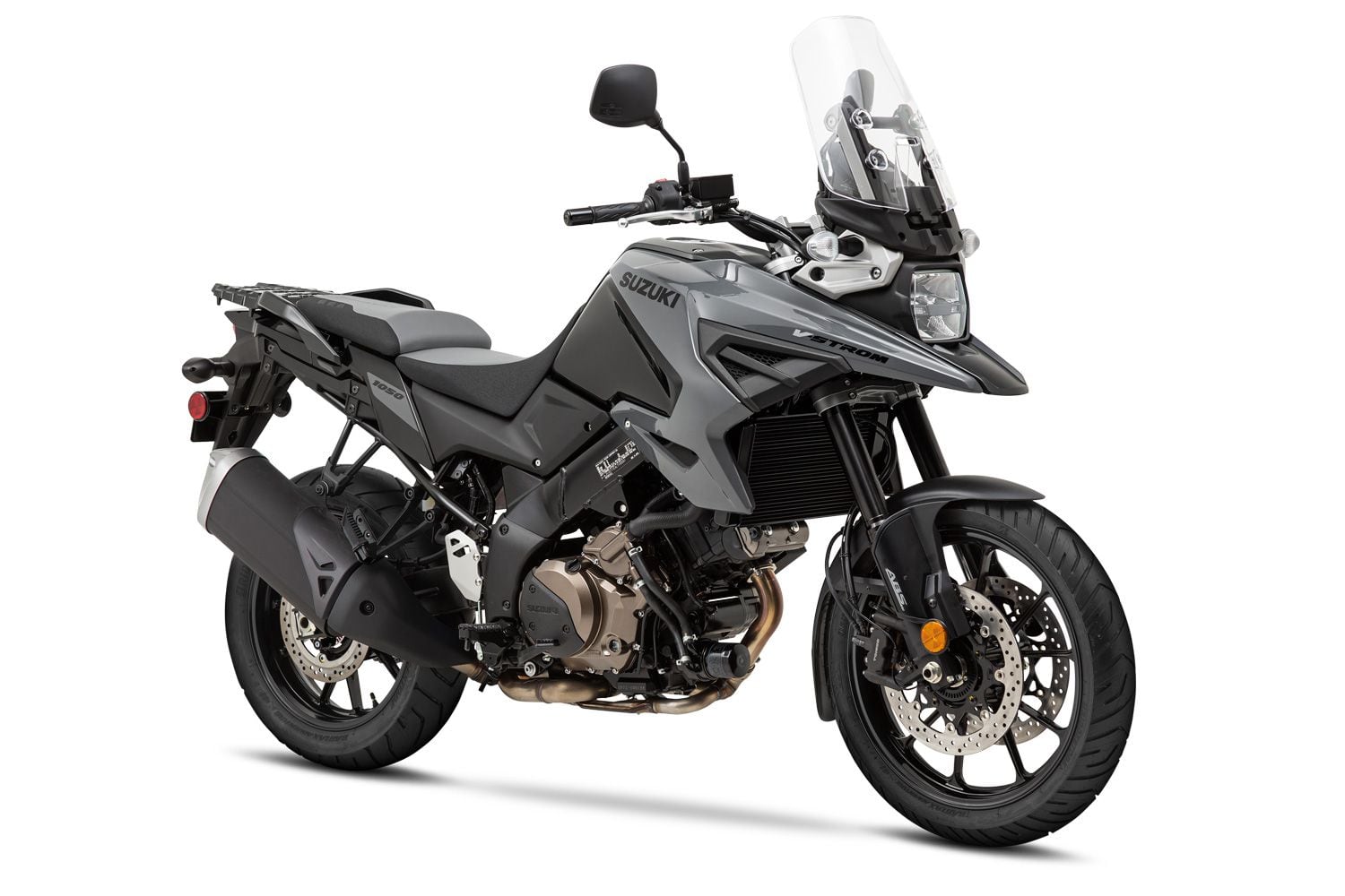 Suzuki’s V-Strom 1050 lineup includes a base model with alloy wheels and more road-biased tires.