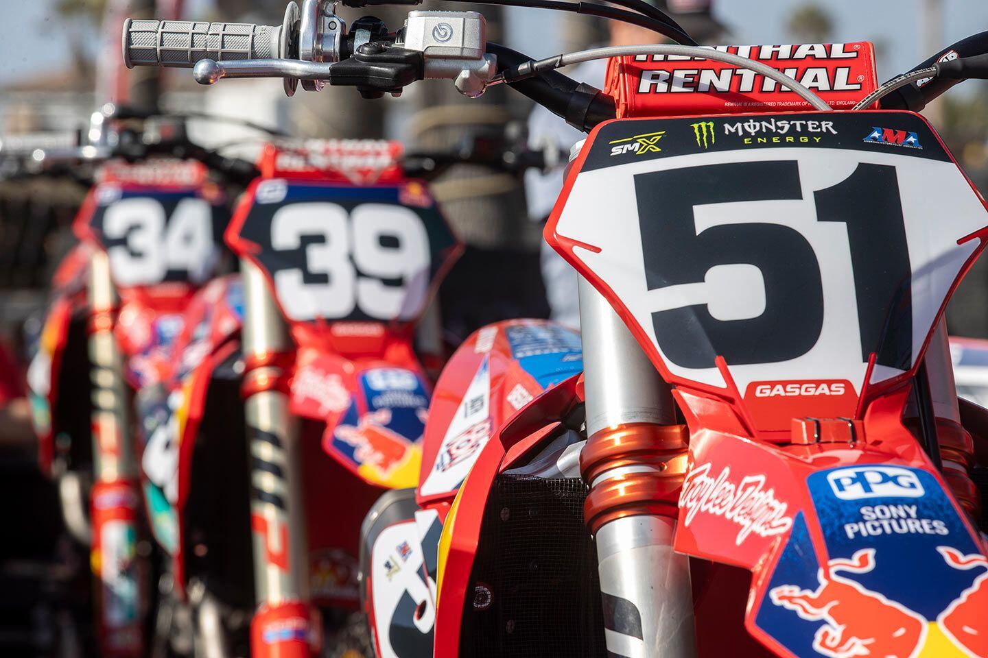 Troy Lee Designs/Red Bull/GasGas Factory Racing’s three-rider lineup for 2024 includes Justin Barcia, Pierce Brown, and Ryder DiFrancesco.
