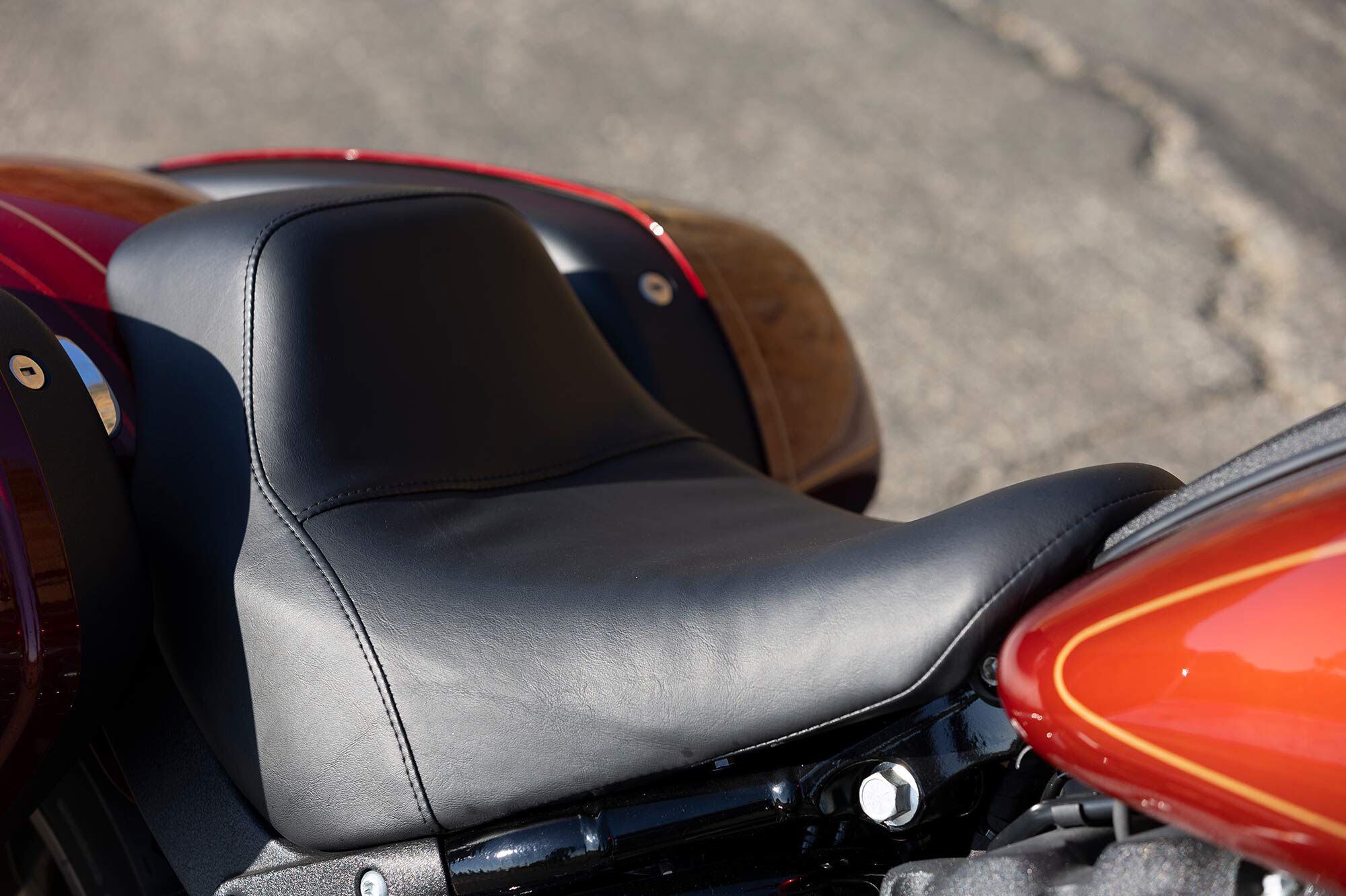Upholstery on the El Diablo’s solo seat is a little loose, a complaint on the FXLR ST as well.