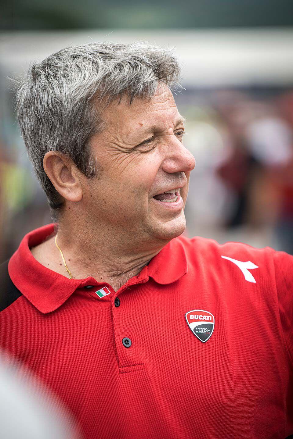 Roberto Canè has worked at Ducati for 21 years. After graduating from the University of Bologna, he worked at Magneti Marelli before moving to Ducati. Part of Ducati’s success in the grand prix paddock and production world is surely due to its location in Bologna, where the famous university prepares engineers to contribute to the motoring mind trust of Emilia-Romagna. Ducati certainly benefits from the constant influx of new talent.
