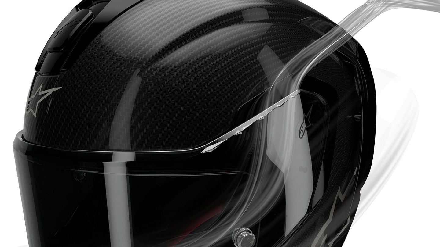 All available visors for the S-R10 have turbulators. This design helps control the air moving around the top part of the visor and limits any “whistling” that might happen around the rider’s ear.