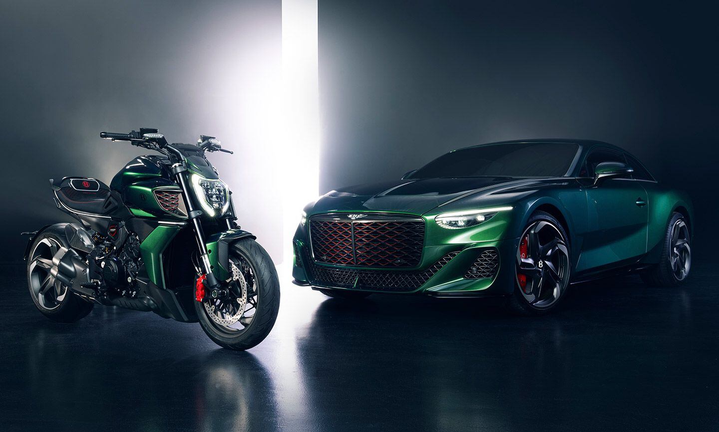 Ducati’s Diavel for Bentley alongside the Bentley Batur.