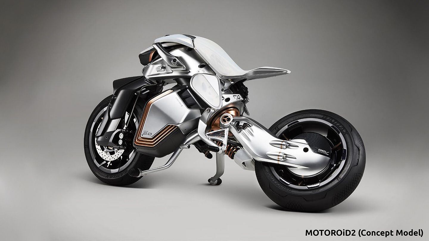 The Motoroid2 can pick itself off its sidestand and follow its rider while self-balancing.
