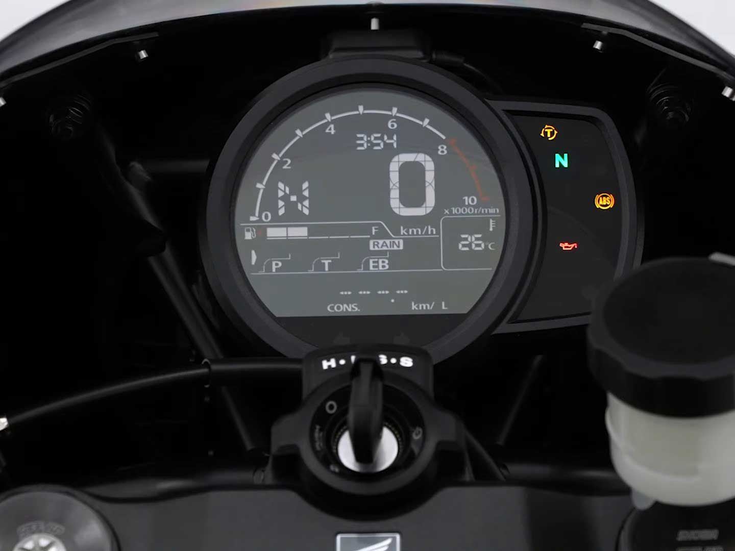 Although there’s ride-by-wire with multiple riding modes, the Hawk has a relatively uncluttered dash punctuated by a simple round gauge rather than a massive TFT screen.