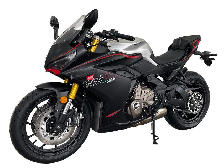 One of the 693cc QJ models will be a more premium offering, with a single-sided swingarm, gold fork, and a wider rear tire.
