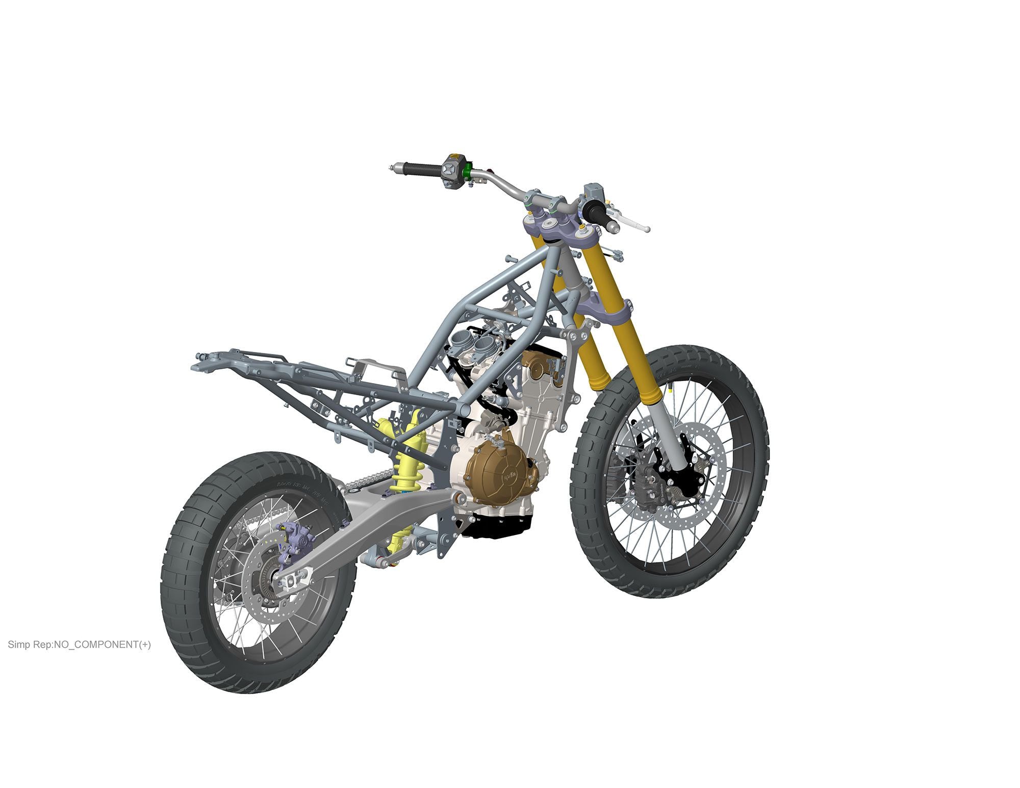 A steel frame holds the Tuareg’s engine with six mounting points.