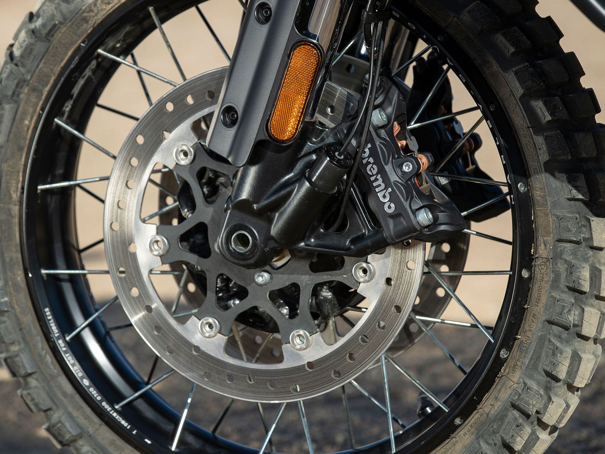 Brembo braking components and lean-sensitive ABS slow the Pan America without drama.