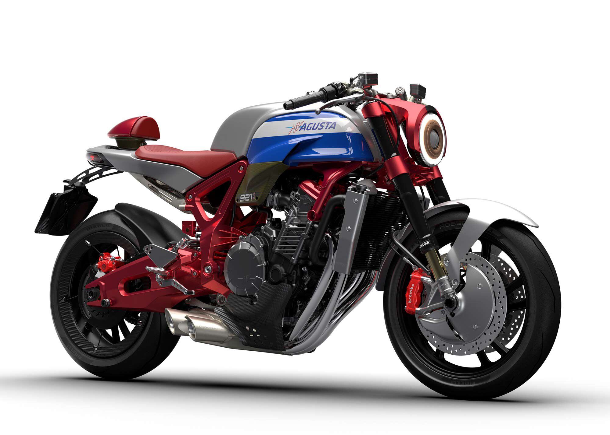 The new 921S is designed as only the Italians can; pay particular attention to the drum-like twin front discs, the exhaust system, and the rear frame elements.