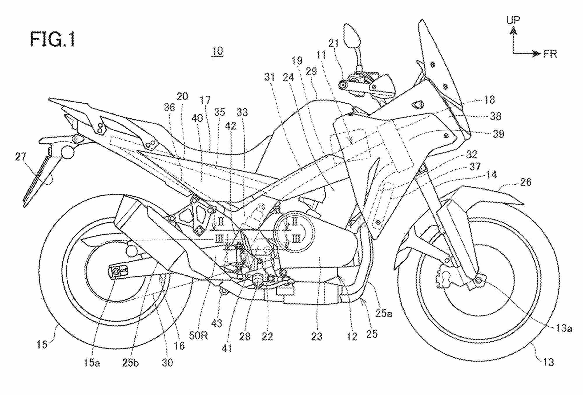 Patent drawings show the profile of the new Honda Transalp 750.
