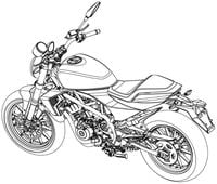 Harley Davidson X 350 pencil drawing rear left overhead profile