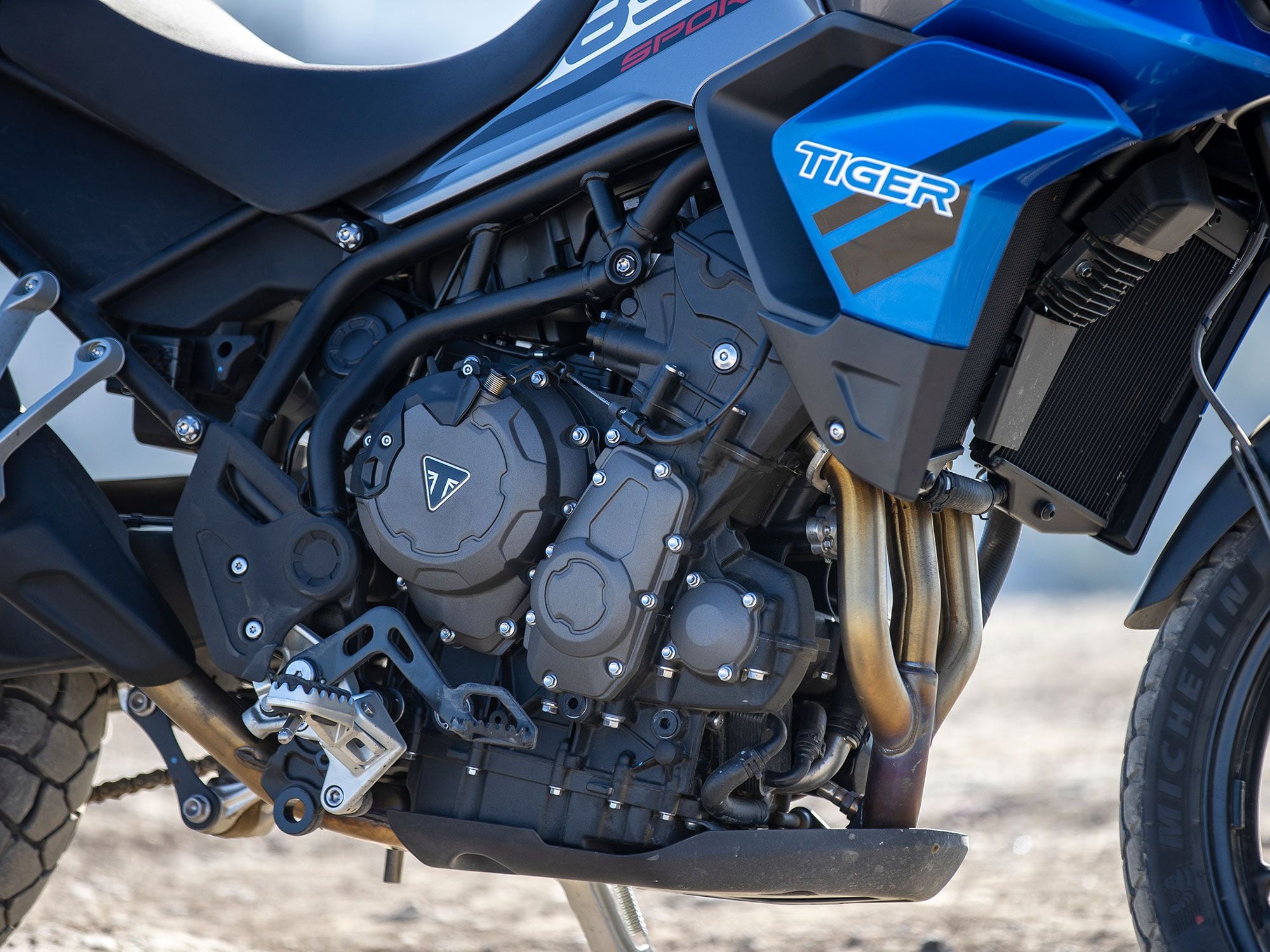 The same 888cc T-plane triple powers the Tiger 850 Sport as the Tiger 900 GT and GT Pro.