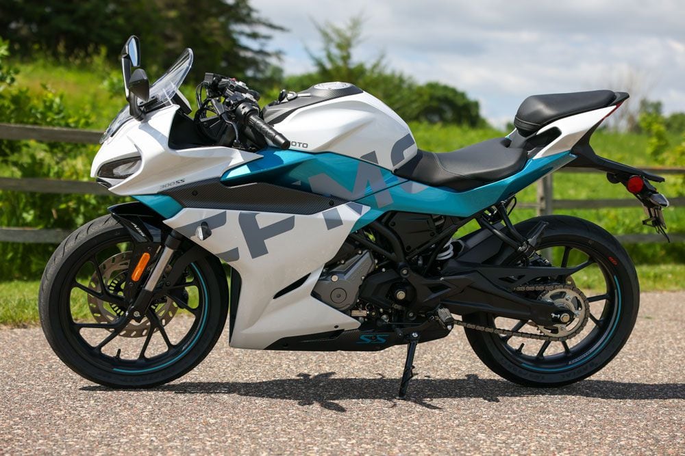 A side look at CFMoto's top-selling motorcycle to date.