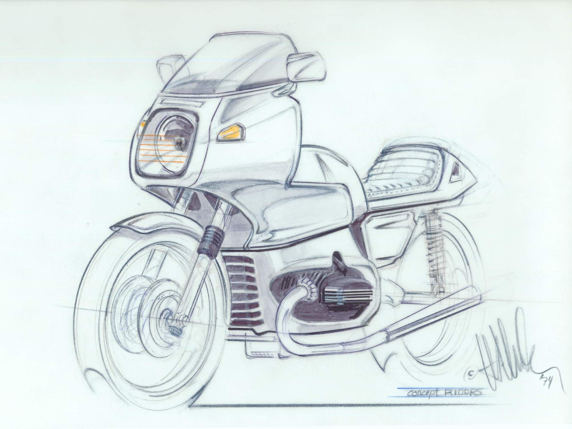 One of Muth’s original drawings for the first RS. Wind-tunnel testing refined the fairing’s shape, but only slightly.