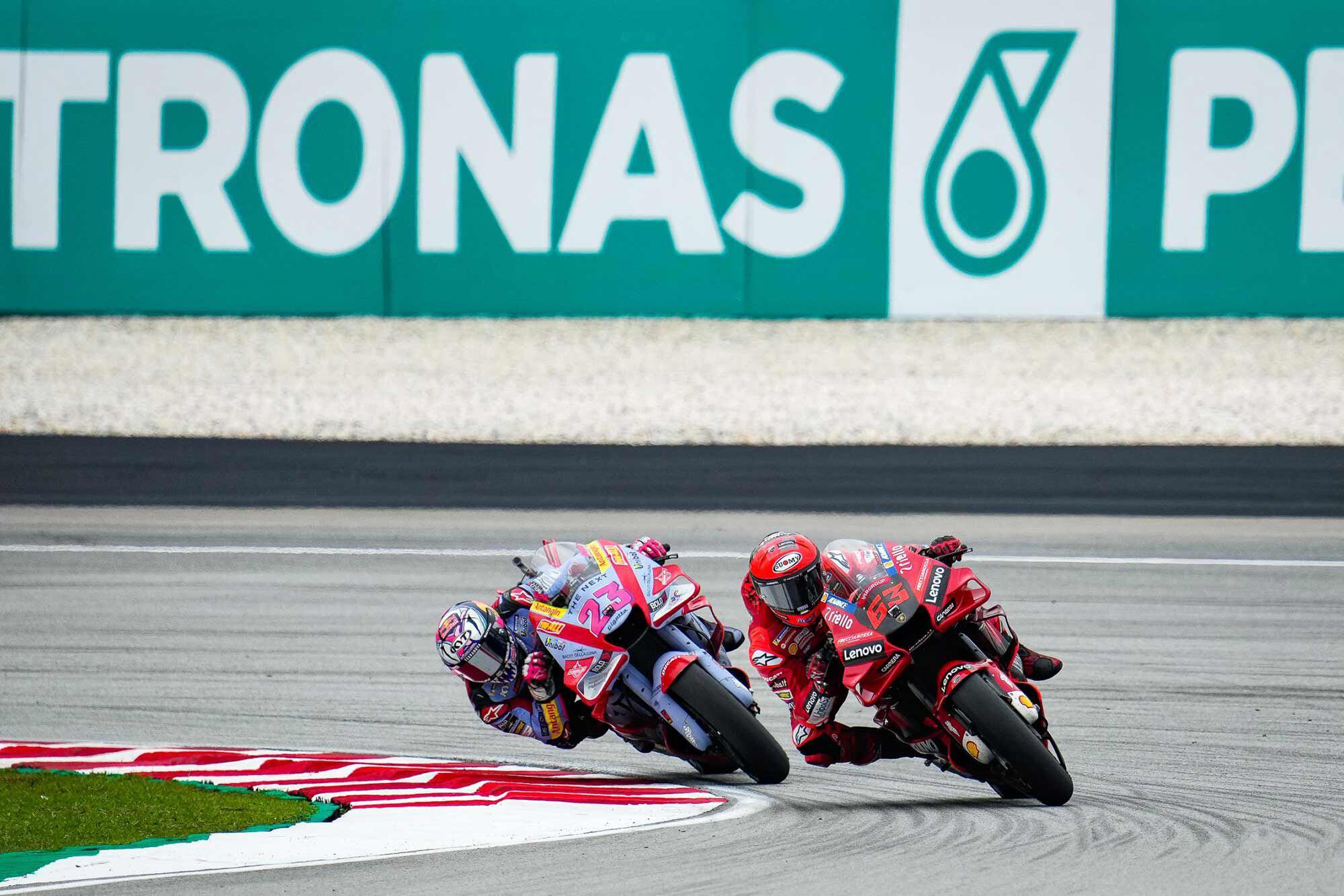 Enea Bastianini’s race, in a nutshell: Started in second, finished in second.