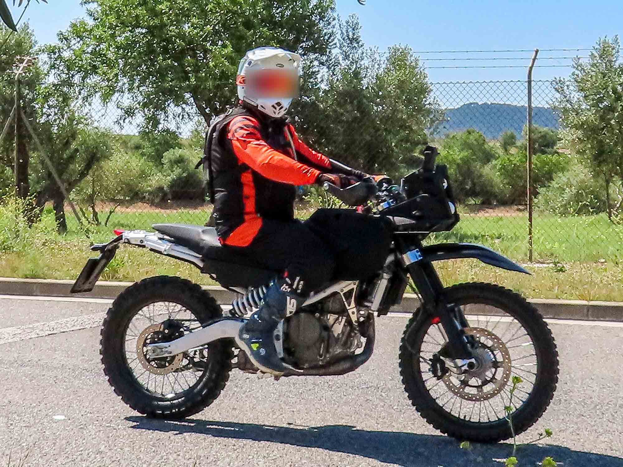 We’re not sure if this bike will be a KTM, a GasGas, or both, but judging by its finish, we’d say it’s a 390cc Rally model and on the way.