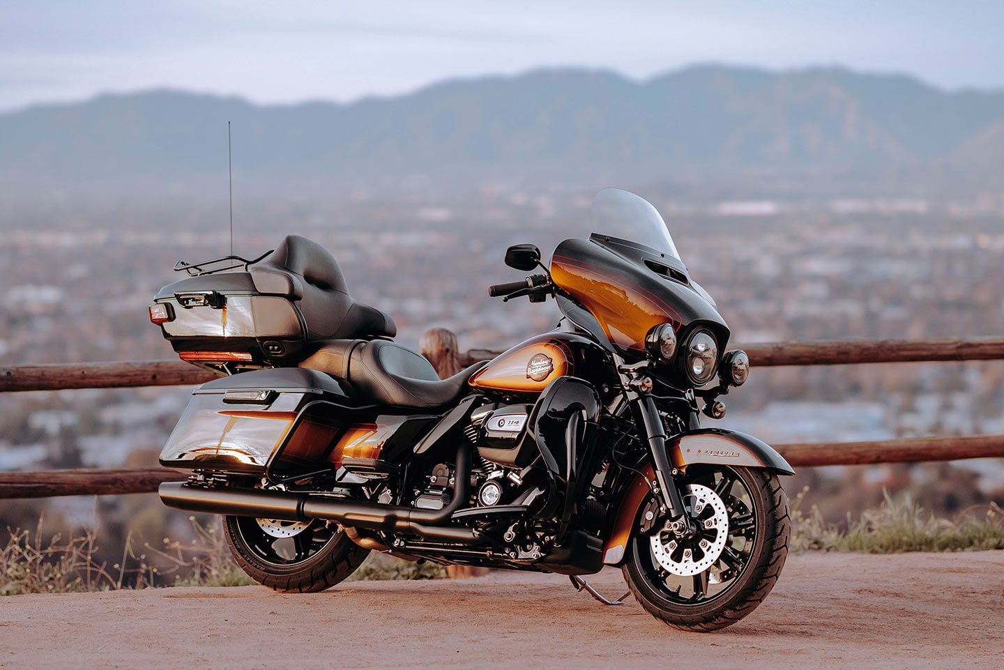 The 2024 Harley-Davidson Tobacco Fade Enthusiast Motorcycle Collection Ultra Limited.