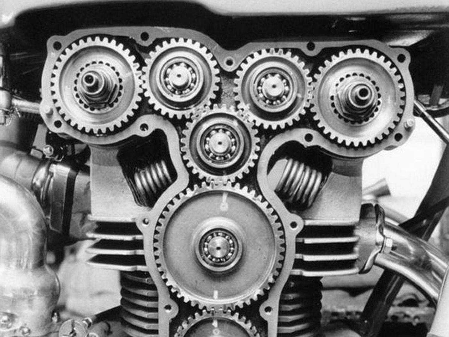 Gear-driven camshafts make a wonderful whine.