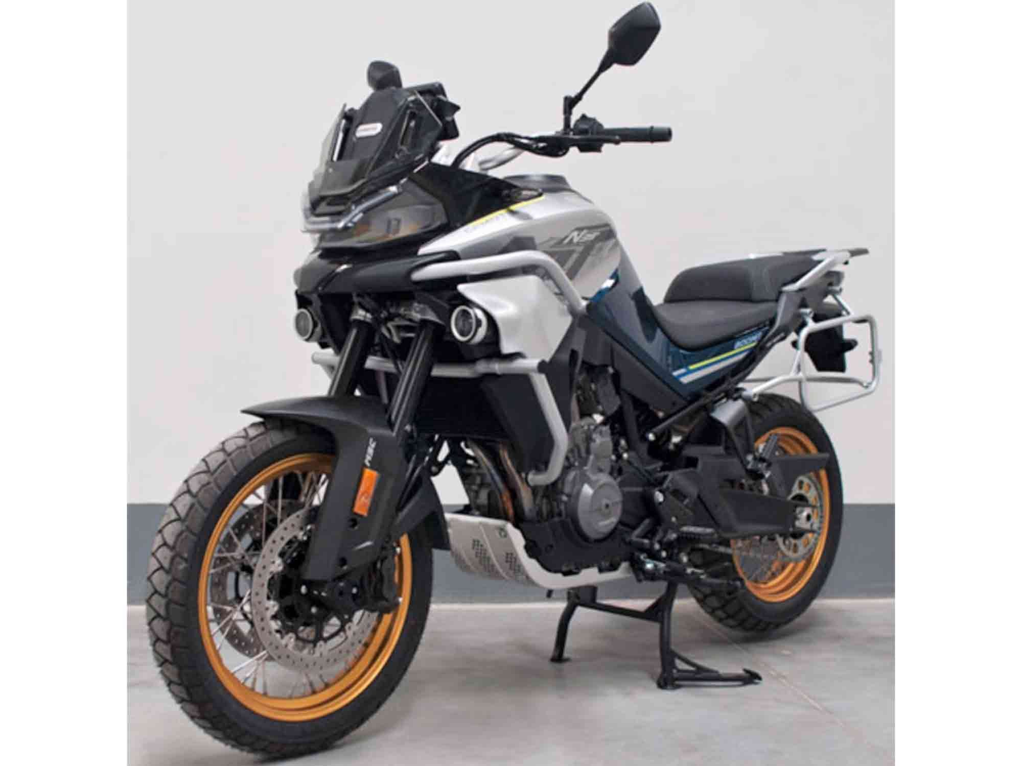 CFMoto’s new, soon-to-be-launched MT800 will come in two distinct variants, including this adventure-biased version.