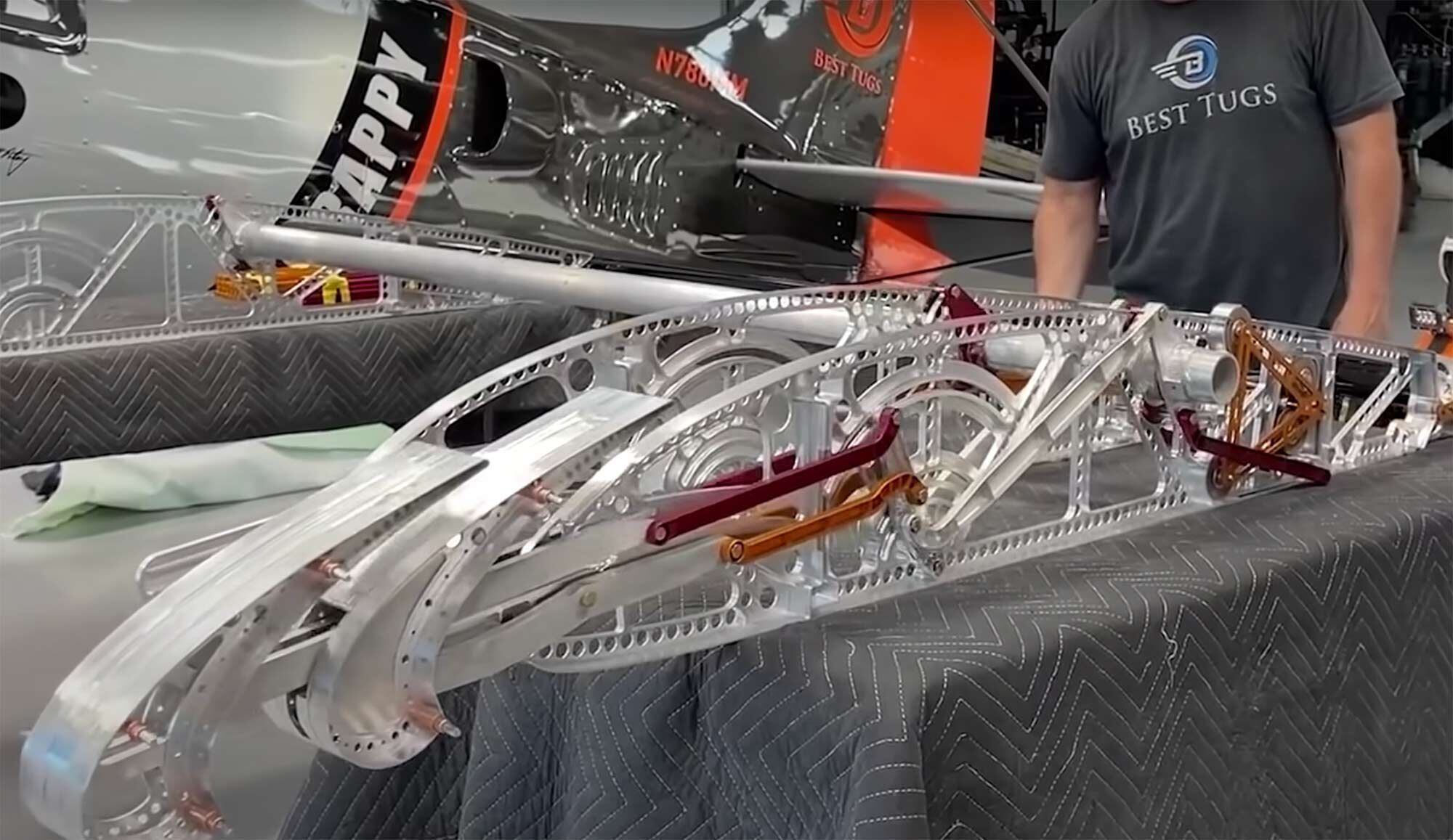 A look at the underworking of Scrappy’s wings, which have a unique flap design for stability.