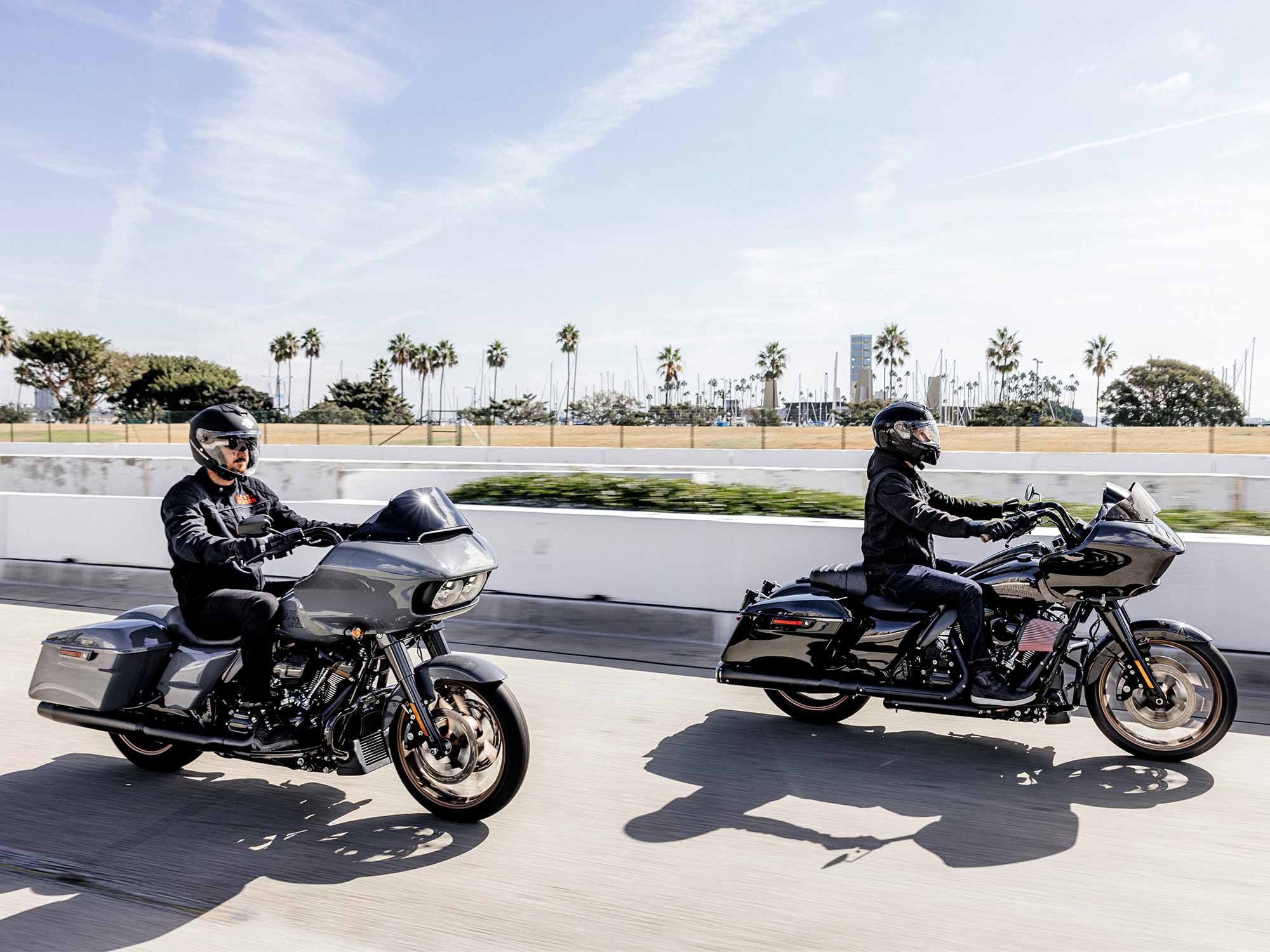Two new performance baggers, the Street Glide ST and the Road Glide ST (shown), join the Touring series for 2022. Both also come with the M-8 117 engine as standard.