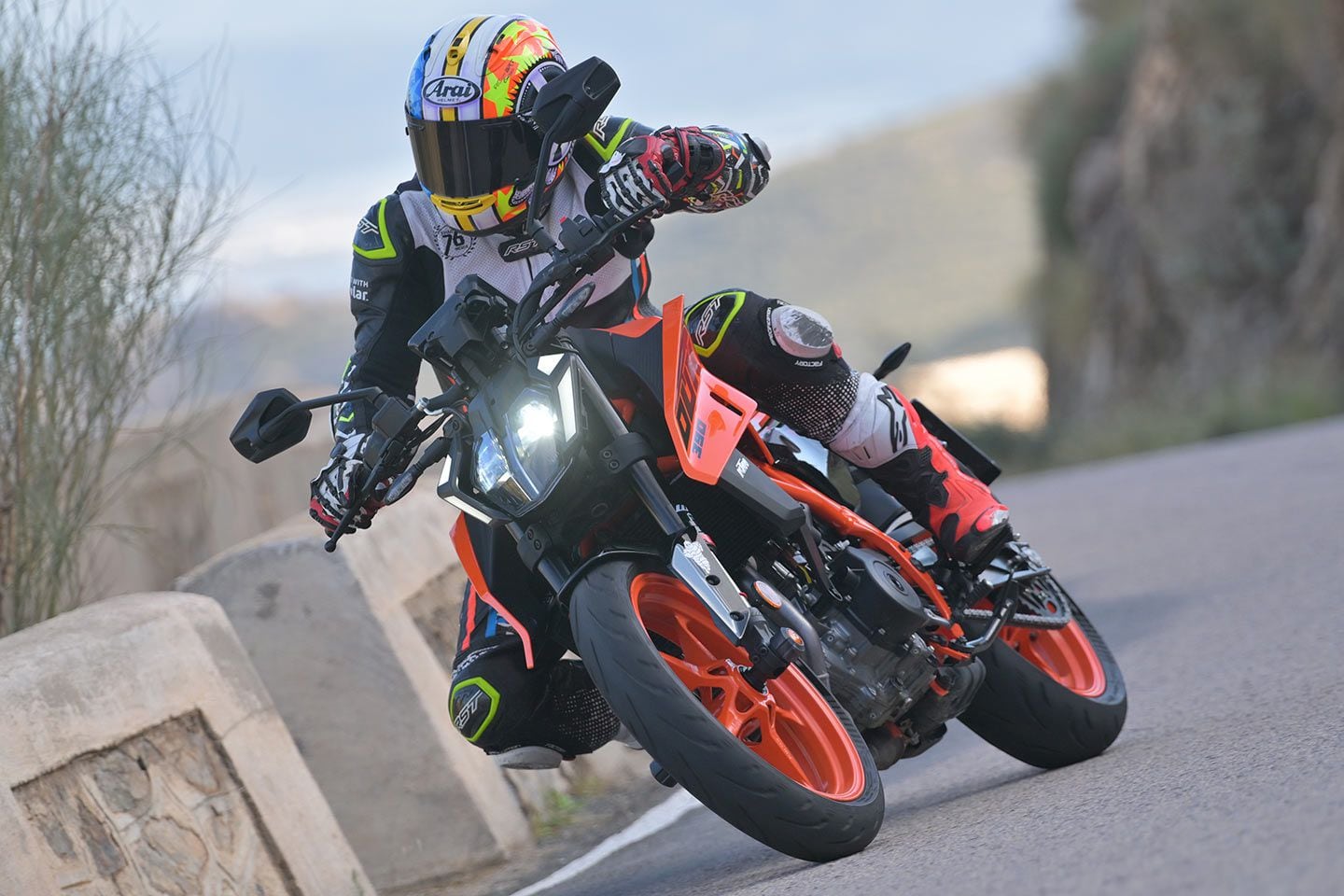 KTM’s 2024 390 Duke is a hoot on twisting mountain roads.