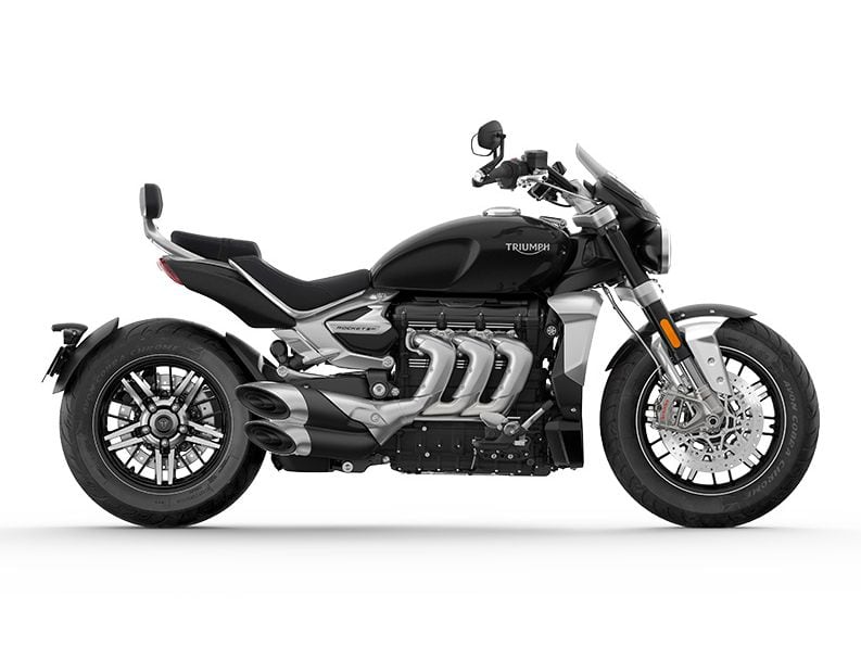 The Rocket 3 GT and Rocket 3 R feature multi-spoke aluminum wheels: 17 inches in diameter in the front and 16 at the rear. Triumph engineers claim a 17-inch wheel doesn’t give the right look and stance, but points out that performance was not compromised for the sake of style.