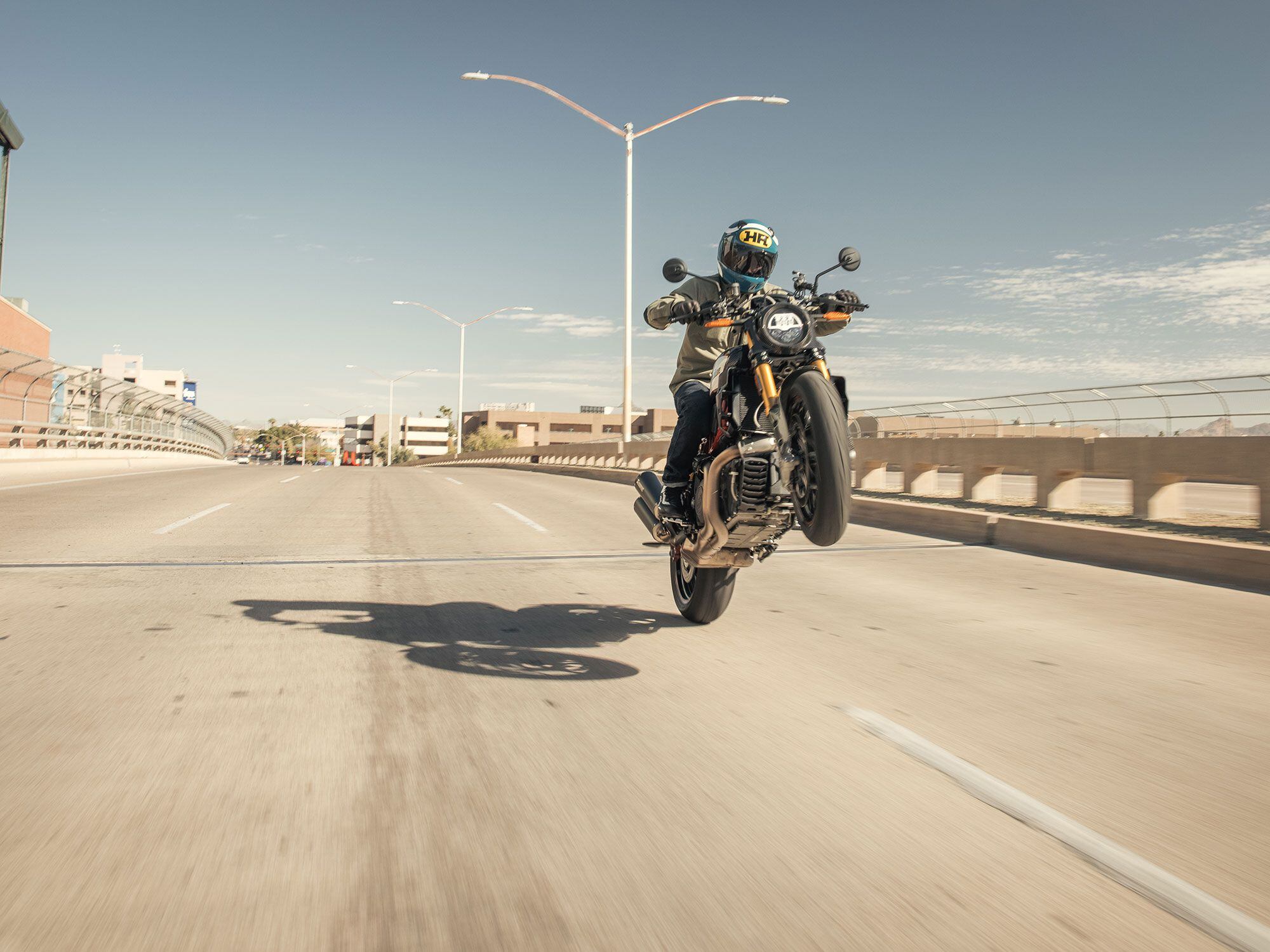 The FTR 1200’s rowdy personality has changed, but hasn’t been entirely eliminated. Wheelies galore!