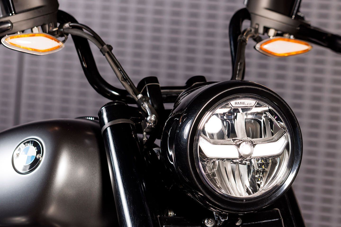 Optional accessories for the Roctane include this adaptive headlight which activates separate LED elements in the main headlight depending on lean angle.