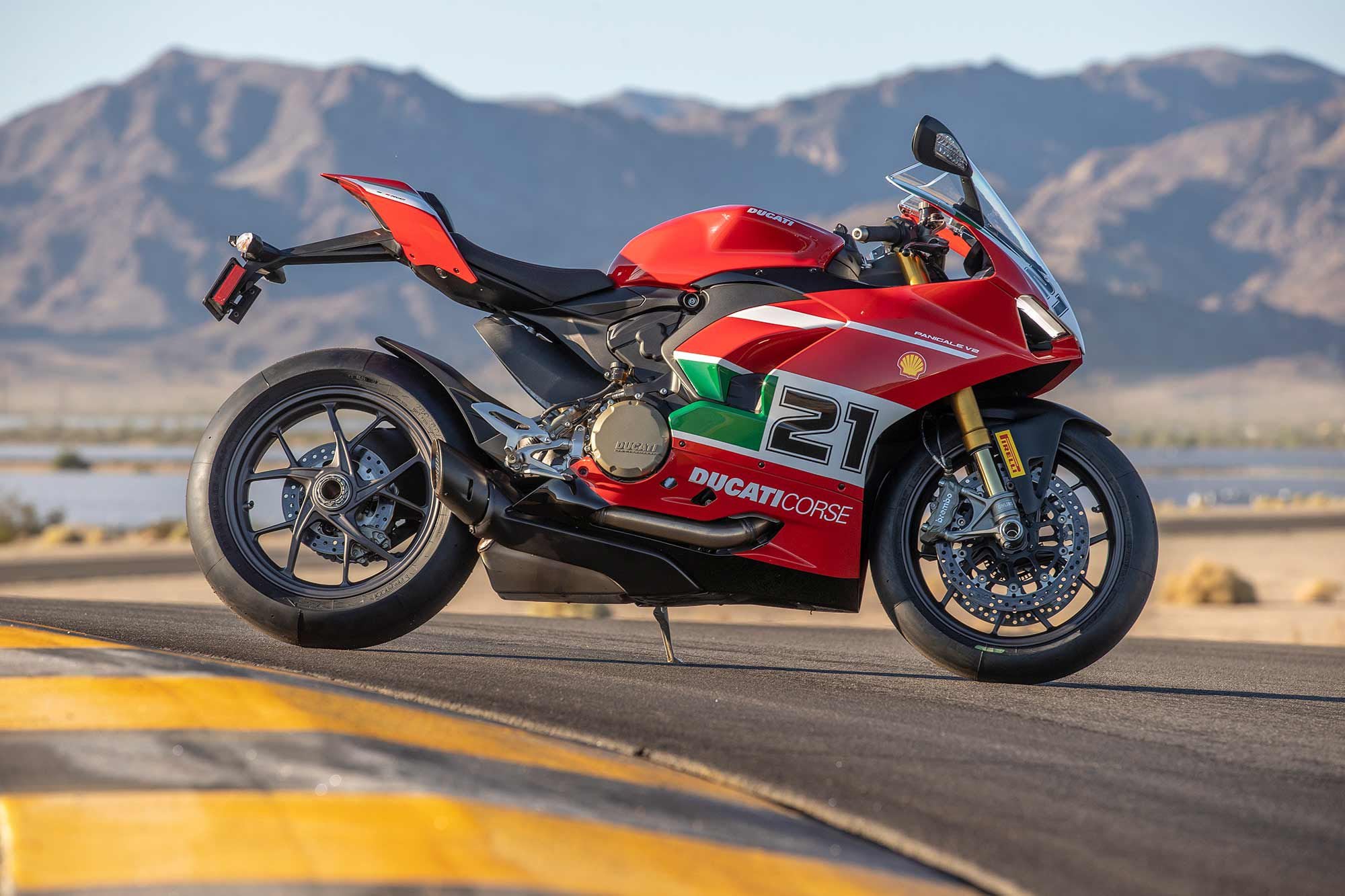 Tucked up inside the beautifully painted bodywork is a 955cc Superquadro twin.