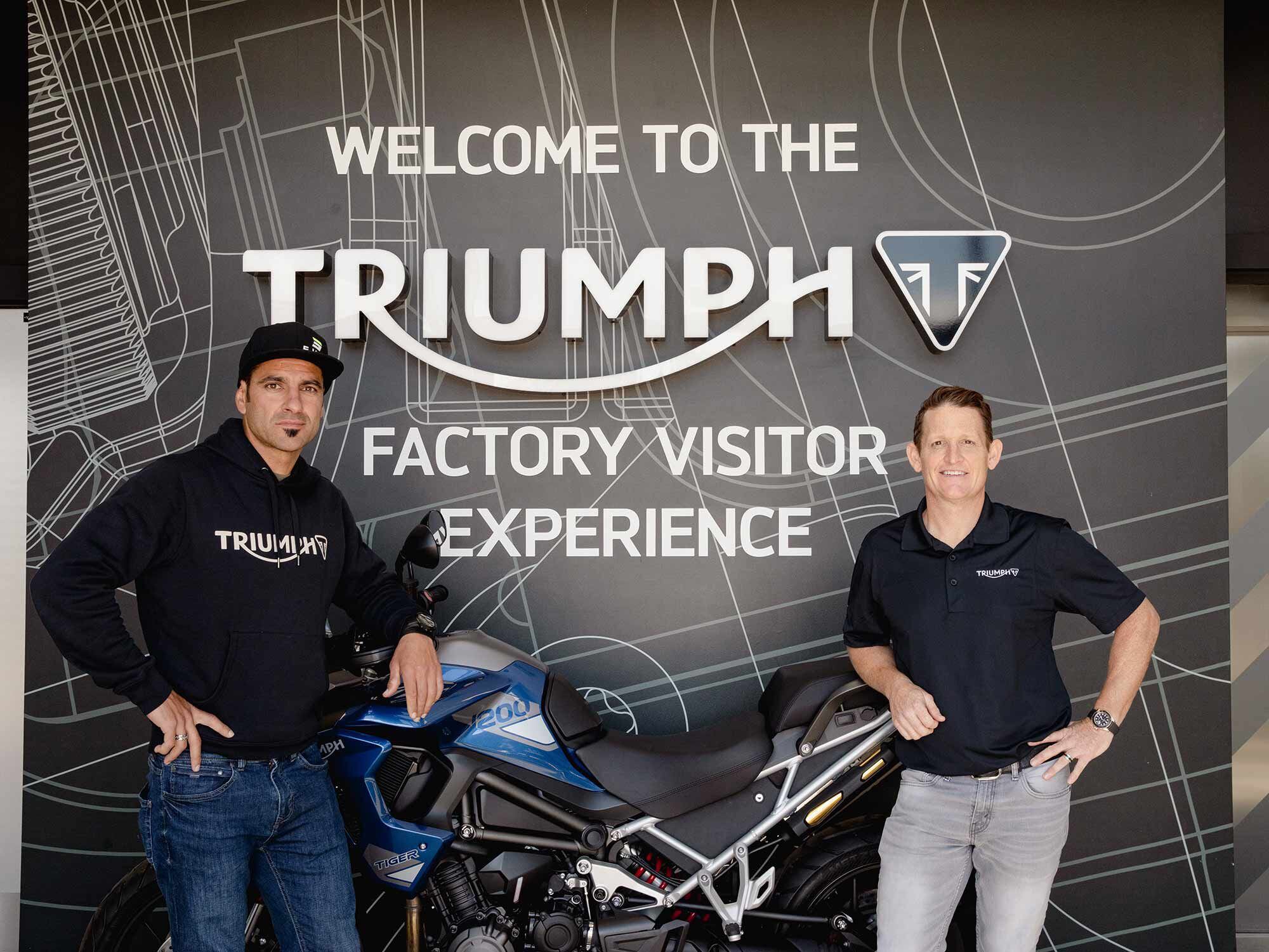 Iván Cervantes and Ricky Carmichael recently spent time at Triumph testing prototypes and providing feedback on the company’s motocross and dual sport machines.
