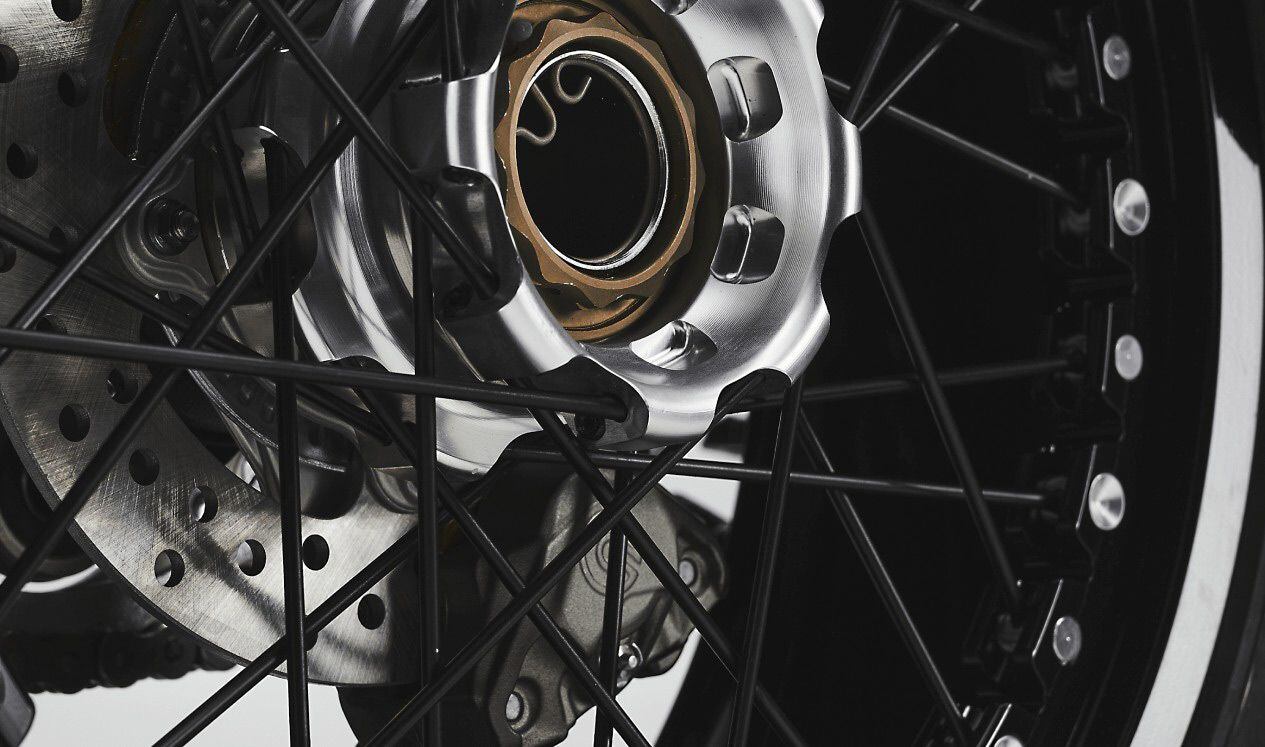 Spoked wheels can still be used on high-performance motorcycles; the MV Agusta Dragster RR SCS has 140 hp and weighs 385 pounds—much more than my 1965 Yamaha TD1-B.