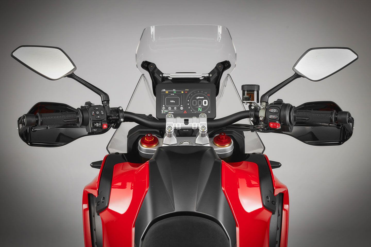 A view of the MV Agusta Enduro Veloce’s cockpit.