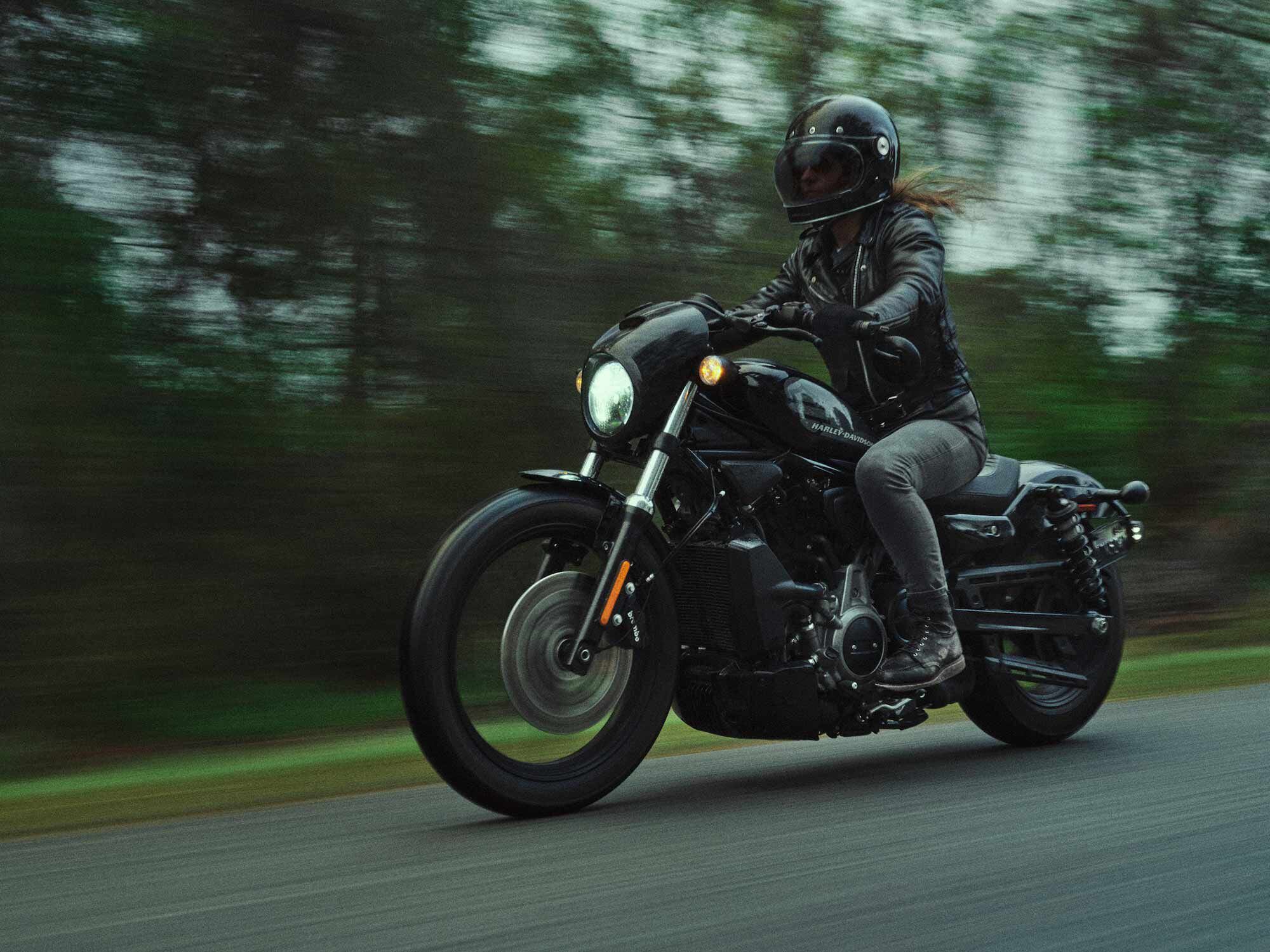 With less weight and more power than the air-cooled Sportster 883, the Nightster looks to provide more performance while still remaining approachable.