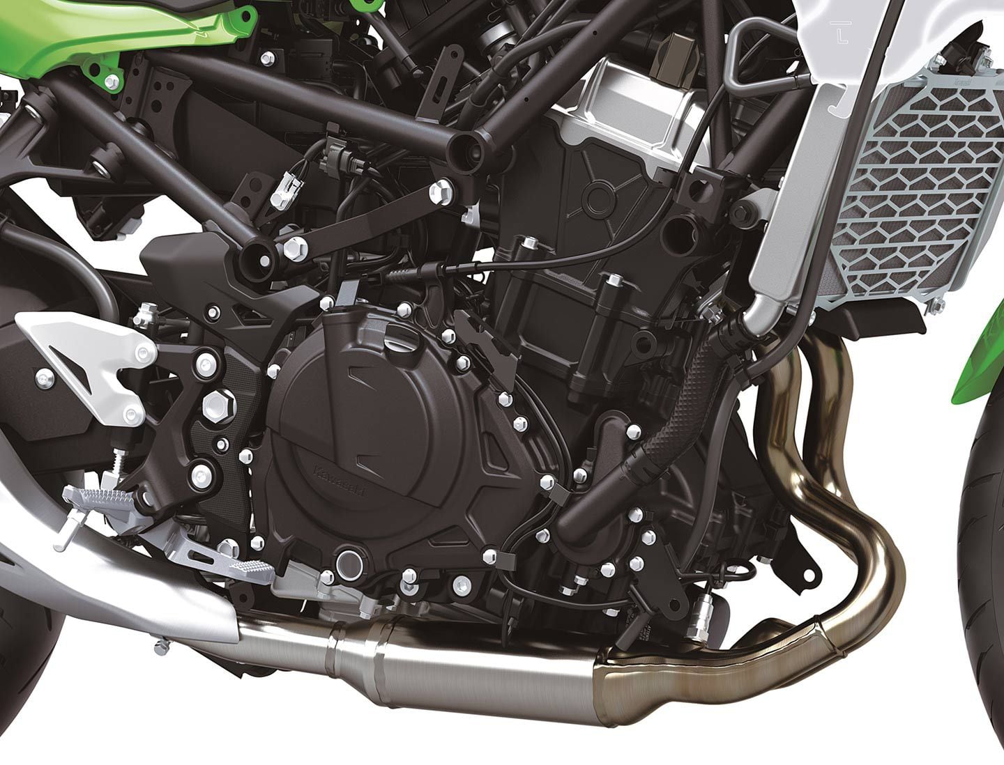 The Ninja 500 gets a capacity increase to the tune of 52cc. Kawasaki claims the 451cc engine produces 31.7 lb.-ft. of torque at 7,500 rpm.