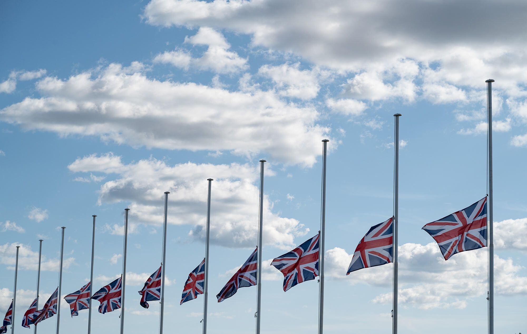 Union Jack at half staff for the Queen. A cannon fired to mark the beginning and end of a minute of silence in Queen Elizabeth II’s honor during our Saturday visit.