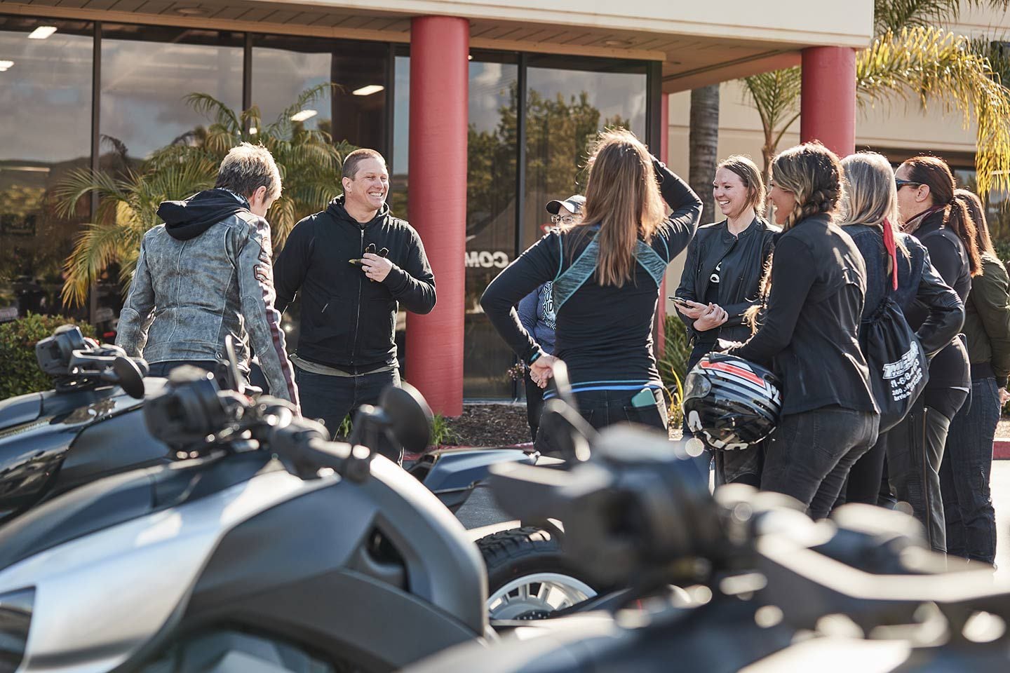 Can-Am Global Consumer PR Specialist Jason Abbott leading the rider’s meeting. We were already all smiles right from the get-go.