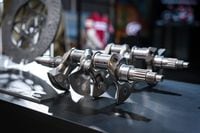 The Desmosedici Stradale R 1100’s crank features tungsten inserts in thin crank webs.
