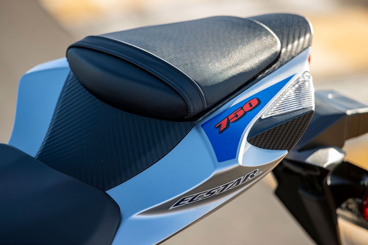 Suzuki build quality is excellent, and the GSX-R has proven itself as a reliable bike for track or street use. Plastic panels with faux carbon fiber design are a bit underwhelming though. (2022 model shown.)