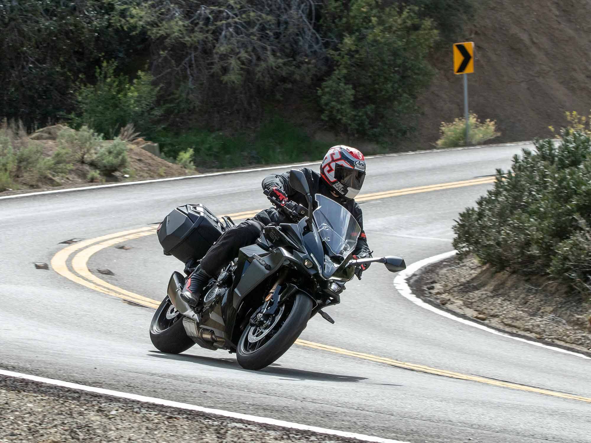 The 498-pound GT+ feels stable when on its side and holds a line well.