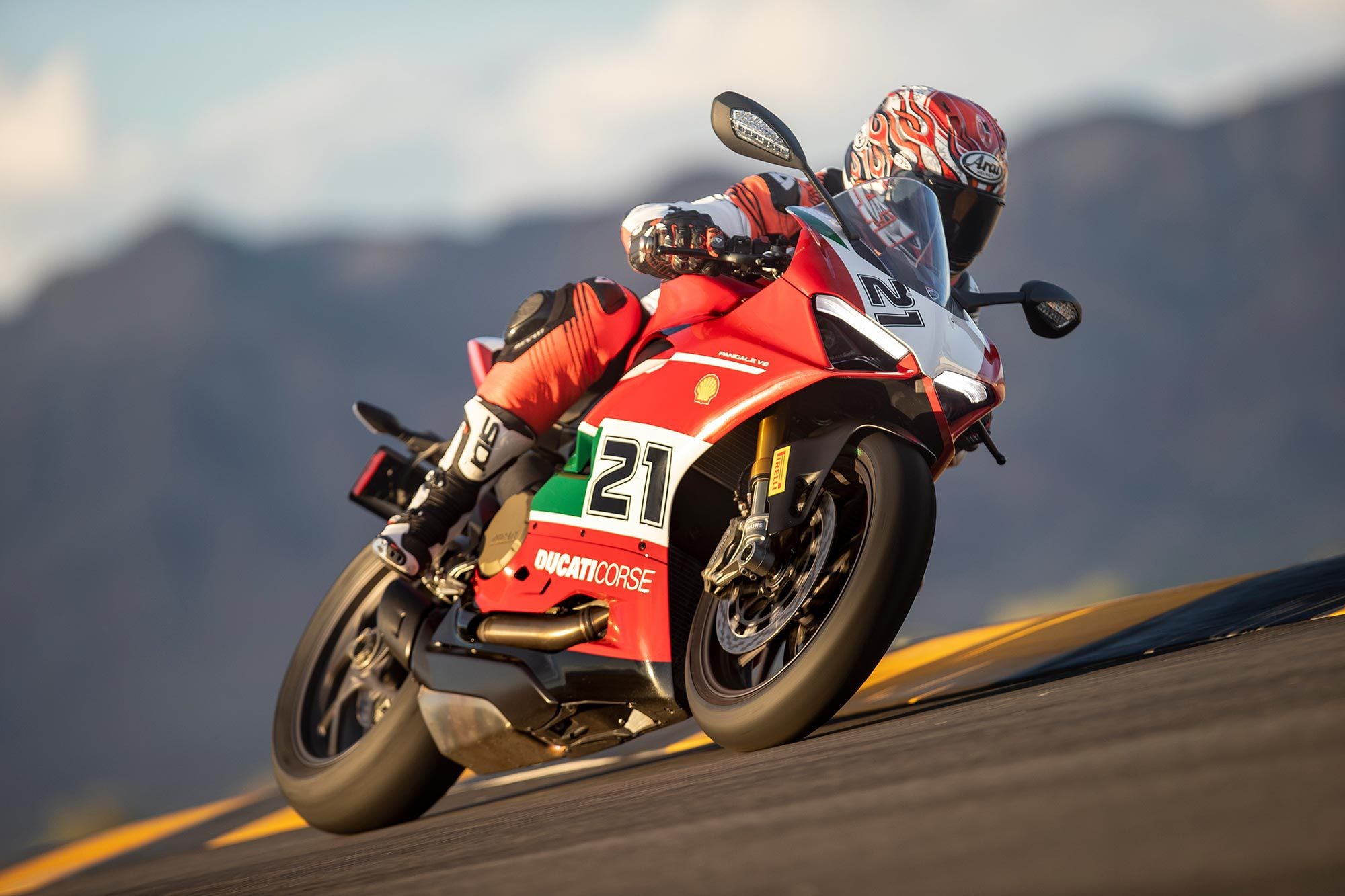 At a quick glance, the bike almost looks like a factory Ducati racebike, until you spot the subtle eyebrow LED running lights.