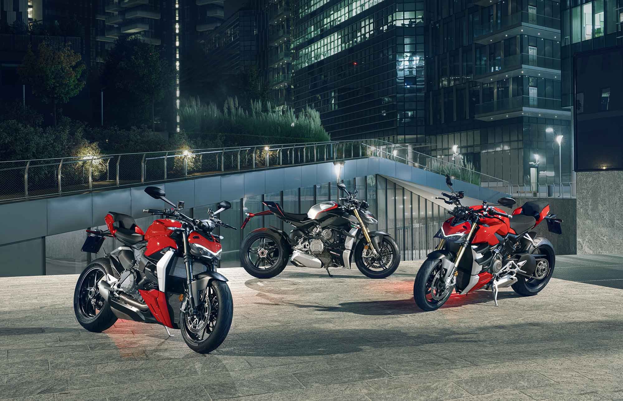 Family portrait: Ducati’s Streetfighter line is a delicate balancing act between the racetrack-bred superbikes and supersports, and the Diavel cruisers. The Streetfighters get both the style and performance right.