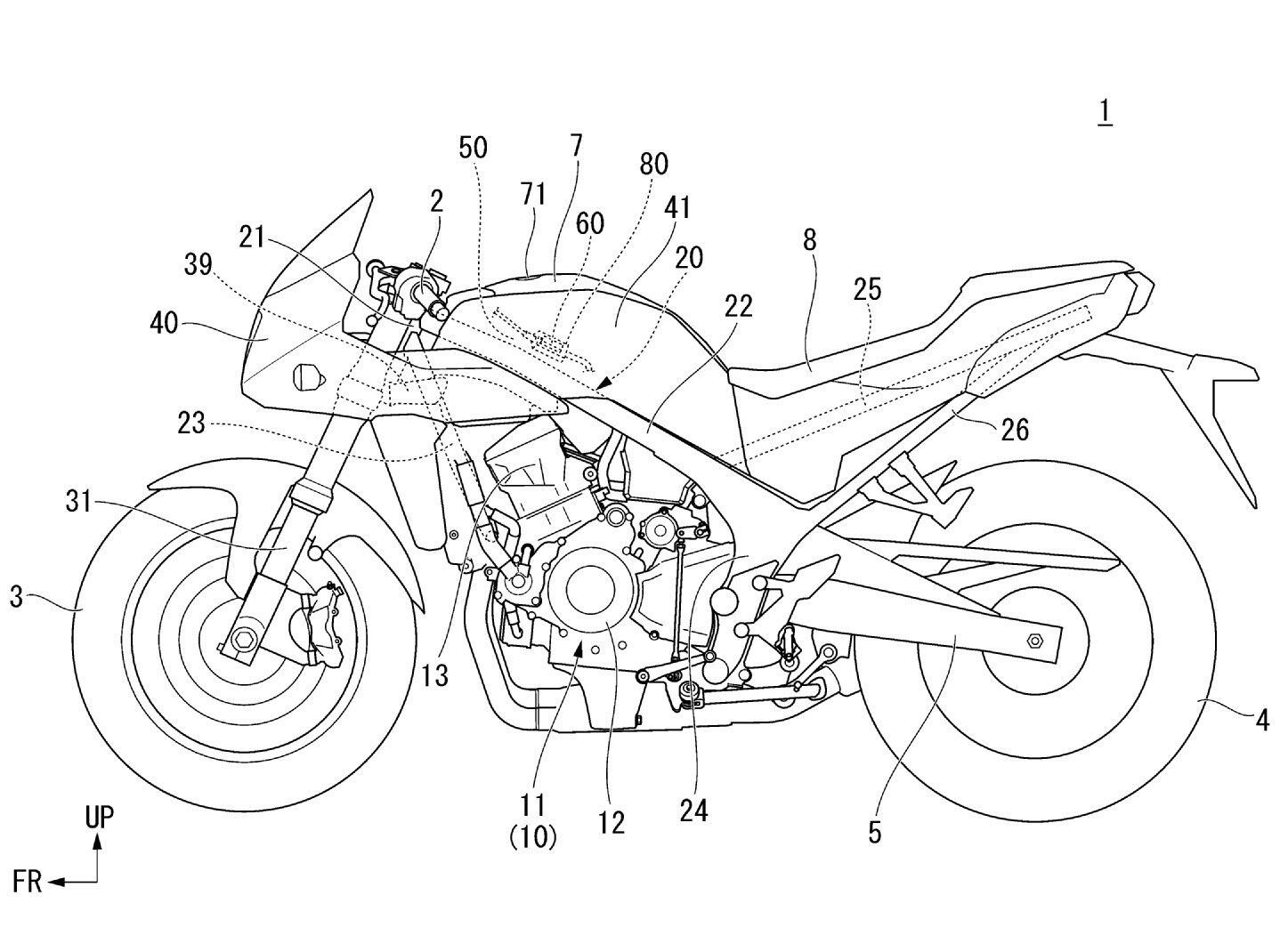 Patent drawings clearly show that Honda is working on a faired version of the Hornet 750.