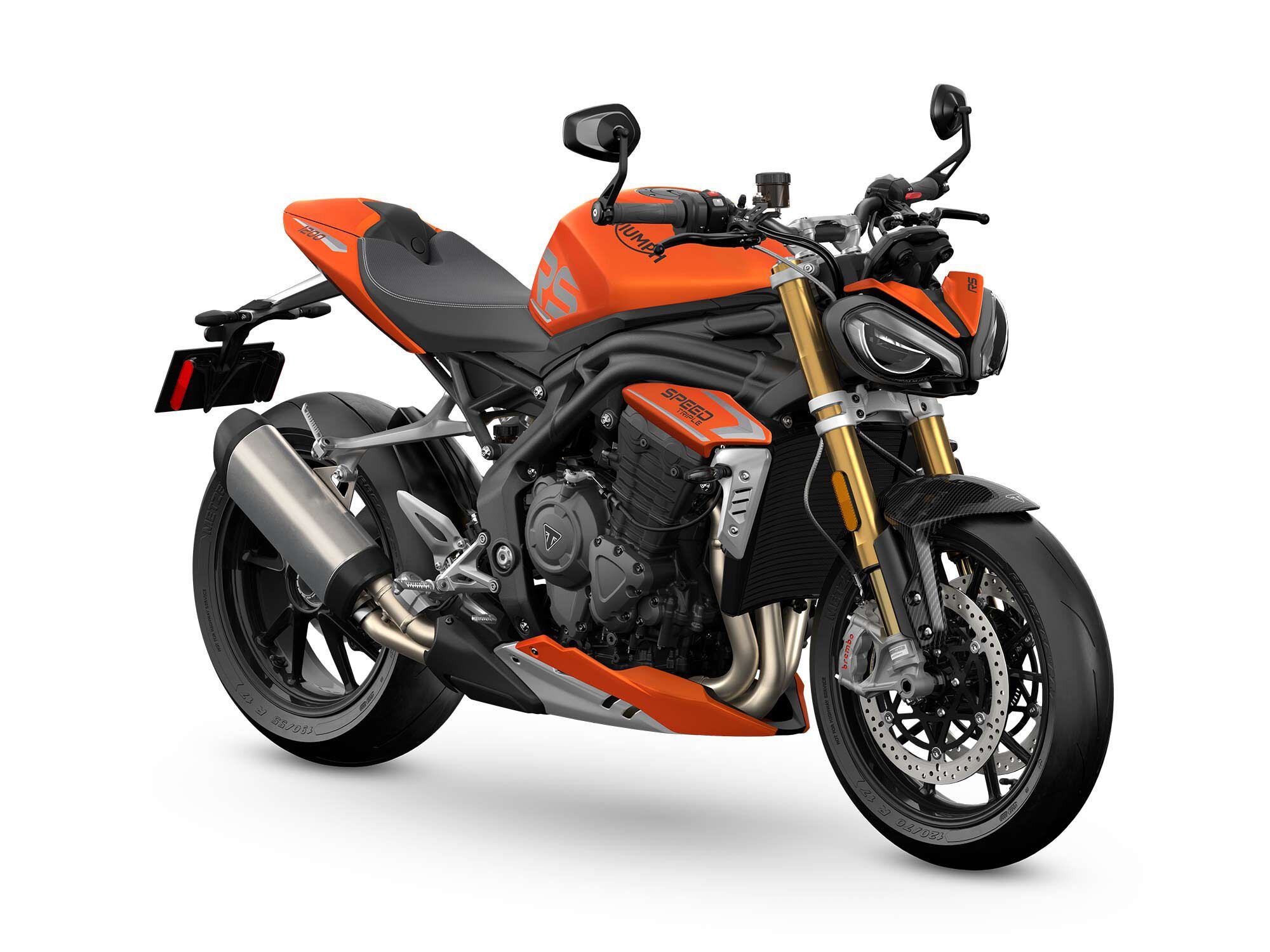 The Speed Triple is also offered for 2023 in the bright Baja Orange.