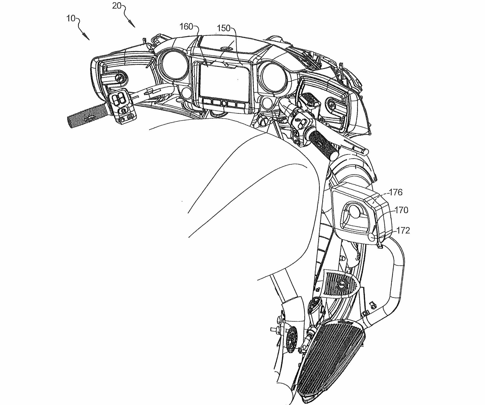 Side cameras help expand the rider’s overall field of view to address blind spots.
