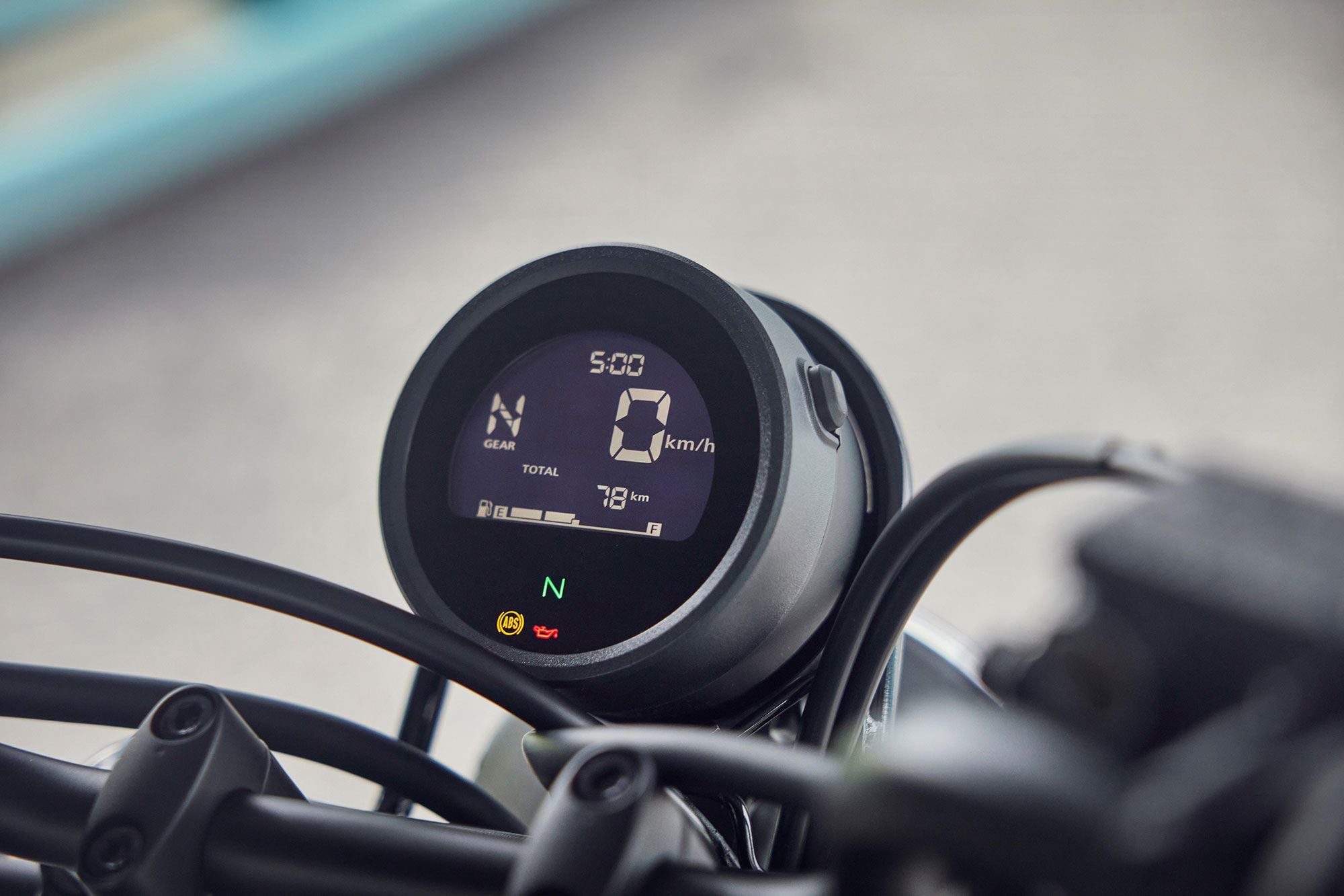 A close-up view of the LED instrument cluster.