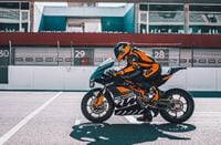 2023 KTM RC 8C parked at starting line on race track