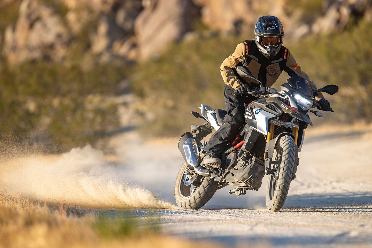 With no traction control rider aid, managing rear wheel grip is solely dependent on the pilot.