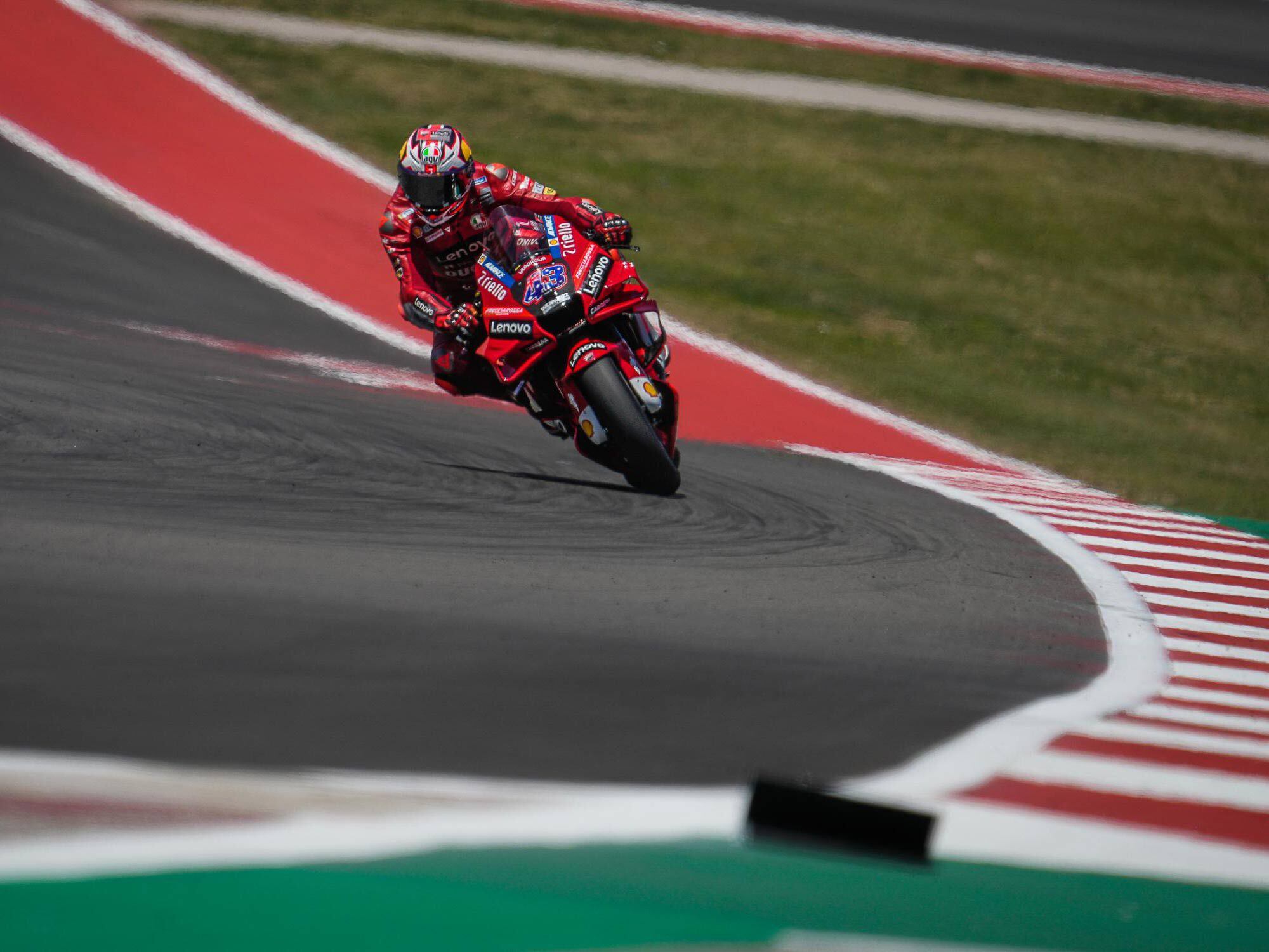 Jack Miller (Ducati) made a good showing at COTA. In the end, diminishing tire grip moved him from second back to third.
